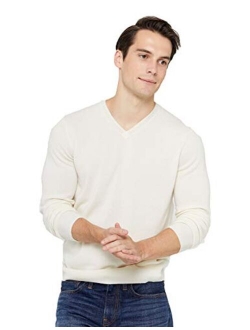 State Cashmere Men's Essential V-Neck Sweater 100% Pure Cashmere Classic Long Sleeve Pullover