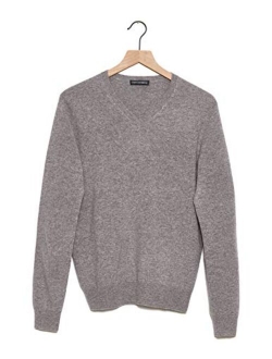 State Cashmere Men's Essential V-Neck Sweater 100% Pure Cashmere Classic Long Sleeve Pullover