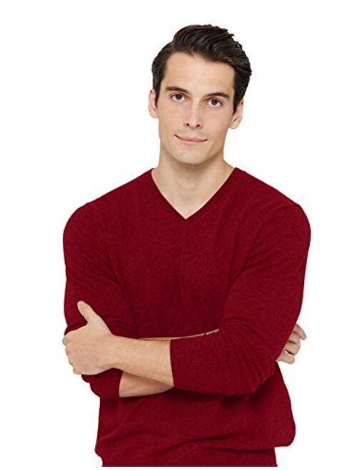 State Cashmere Men's Essential V-Neck Sweater 100% Pure Cashmere Classic Long Sleeve Pullover