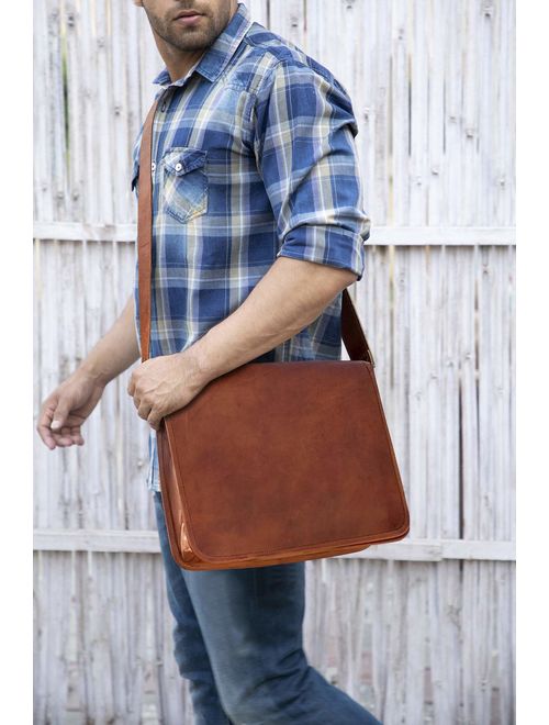 Rustic Town 13 inch Vintage Crossbody Genuine Leather Laptop Messenger Bag (For 13.3 inch Laptops)