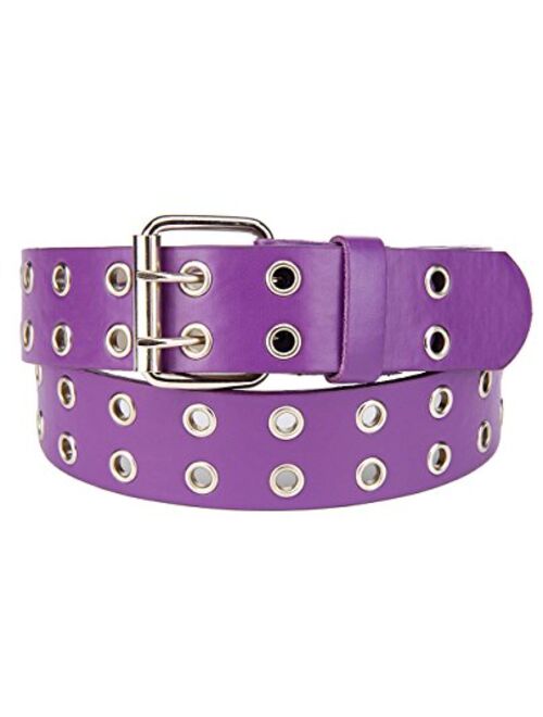 NYFASHION101 Solid Rich Fashion Color Double Grommet Belt