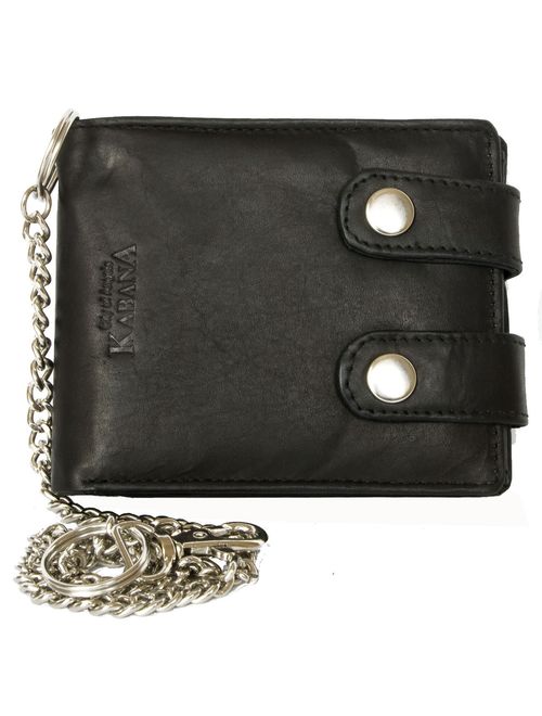 Men's Black Biker's Wallet Kabana with 18 Inch Long Metal Chain to Hang