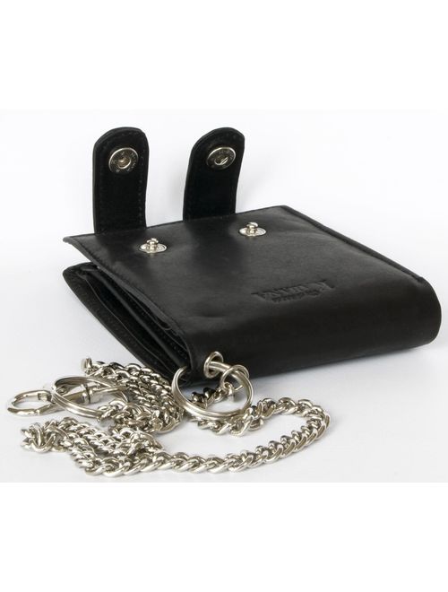 Men's Black Biker's Wallet Kabana with 18 Inch Long Metal Chain to Hang