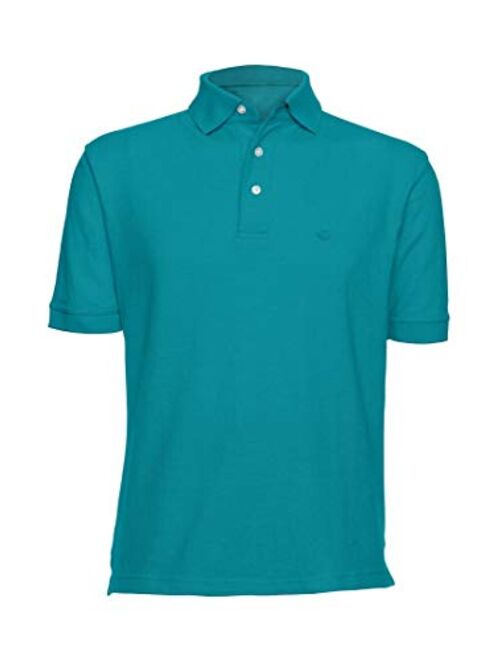 AKA Men's Solid Polo Shirt Classic Fit - Pique Chambray Collar Comfortable Quality