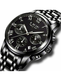 Watches Mens Full Steel Quartz Analog Wrist Watch Men Luxury Brand LIGE Waterproof Date Business Watch