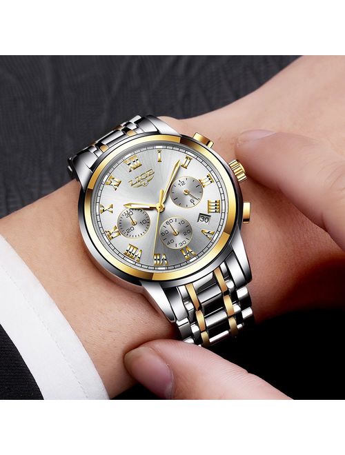 Watches Mens Full Steel Quartz Analog Wrist Watch Men Luxury Brand LIGE Waterproof Date Business Watch