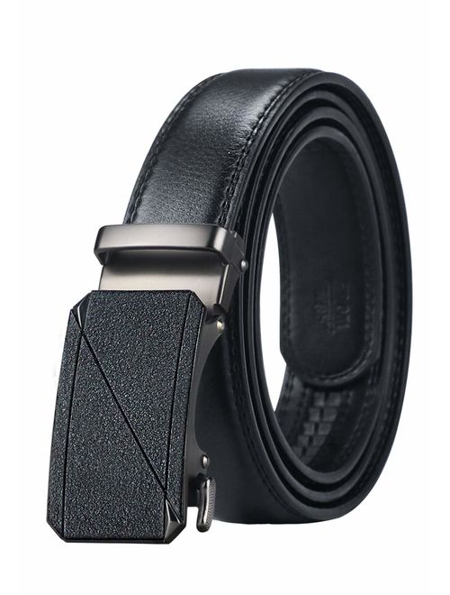 Maikun Ratchet Belts for Men, Silde Leather Belts for Men with Automatic Buckle 35mm Wide