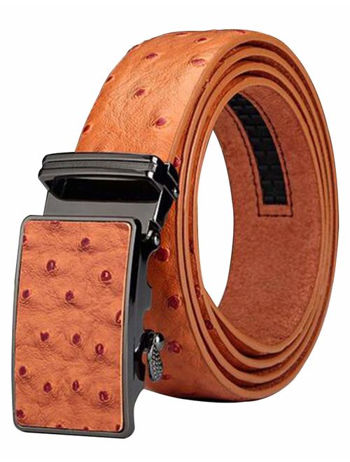 Maikun Ratchet Belts for Men, Silde Leather Belts for Men with Automatic Buckle 35mm Wide