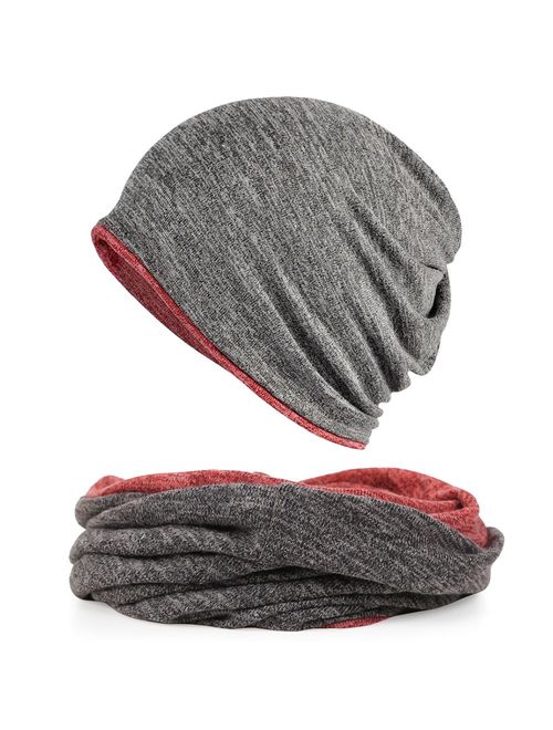 FORTREE 2 Pack Multifunction Slouchy Beanie for Jogging, Cycling