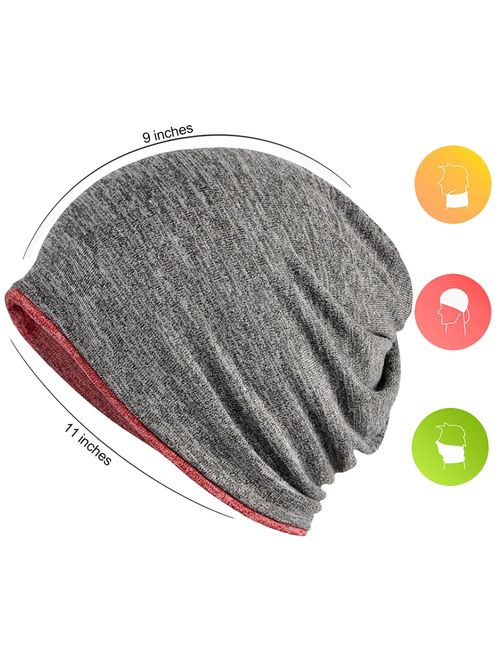 FORTREE 2 Pack Multifunction Slouchy Beanie for Jogging, Cycling