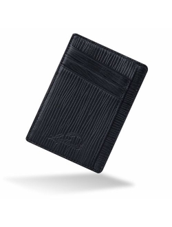 Lethnic Slim Wallet RFID Front Pocket Minimalist Wallet With ID Window - Genuine Leather