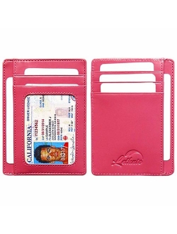 Lethnic Slim Wallet RFID Front Pocket Minimalist Wallet With ID Window - Genuine Leather