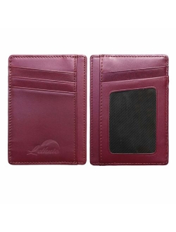 Lethnic Slim Wallet RFID Front Pocket Minimalist Wallet With ID Window - Genuine Leather