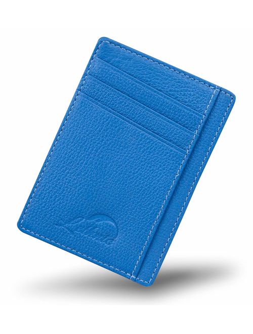 Lethnic Slim Wallet RFID Front Pocket Minimalist Wallet With ID Window - Genuine Leather