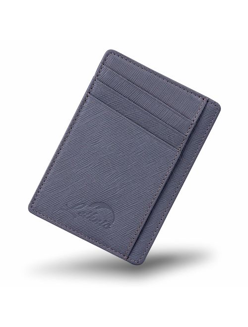 Lethnic Slim Wallet RFID Front Pocket Minimalist Wallet With ID Window - Genuine Leather