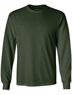 Joe's USA Men's Long Sleeve Heavy Cotton Crew Neck T-Shirts in 27 Colors: S-5XL