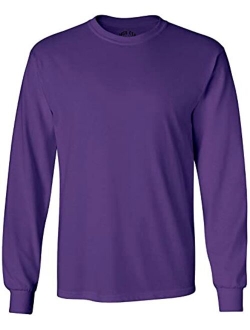 Joe's USA Men's Long Sleeve Heavy Cotton Crew Neck T-Shirts in 27 Colors: S-5XL