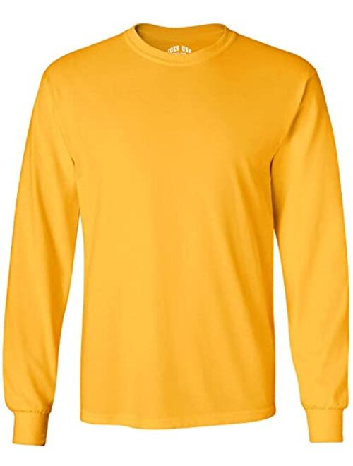 Joe's USA Men's Long Sleeve Heavy Cotton Crew Neck T-Shirts in 27 Colors: S-5XL