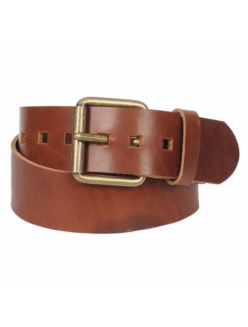 Men's 2" Genuine Leather Belt with Fashion Metal Buckle By Gary Majdell Sport