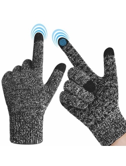 FRETREE Winter Gloves for Men- Touchscreen Warm Knit Gloves with Thickened Cuff & Anti-Slip Palm for Women, 3 Finger Touchscreen for Texting & Driving