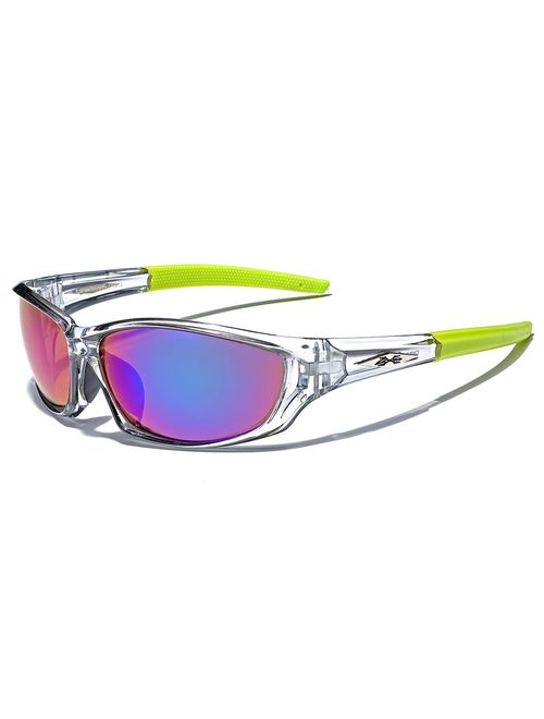 X-Loop Men's Frosted Clear Frame Colorful Wrap Around Baseball Cycling Running Sports Sunglasses