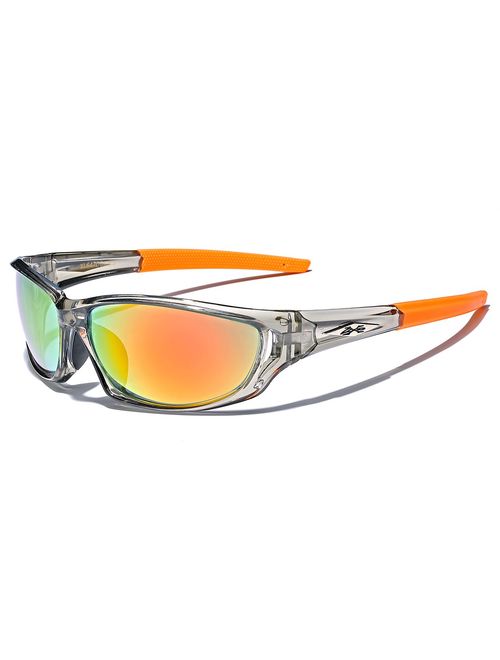 X-Loop Men's Frosted Clear Frame Colorful Wrap Around Baseball Cycling Running Sports Sunglasses