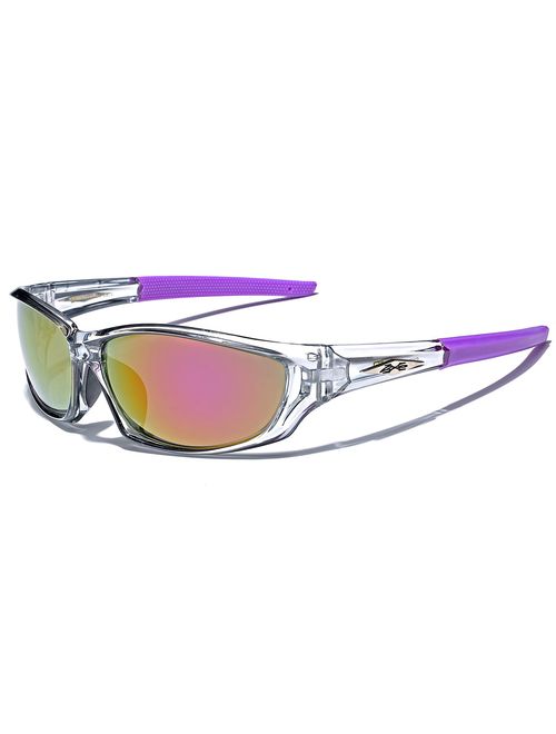 X-Loop Men's Frosted Clear Frame Colorful Wrap Around Baseball Cycling Running Sports Sunglasses