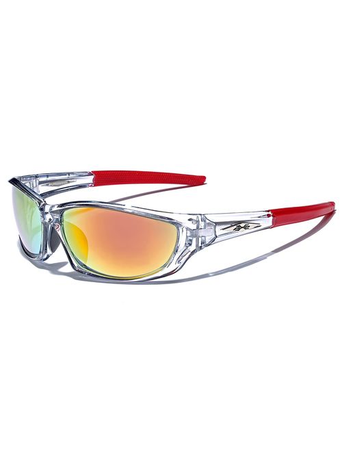 X-Loop Men's Frosted Clear Frame Colorful Wrap Around Baseball Cycling Running Sports Sunglasses