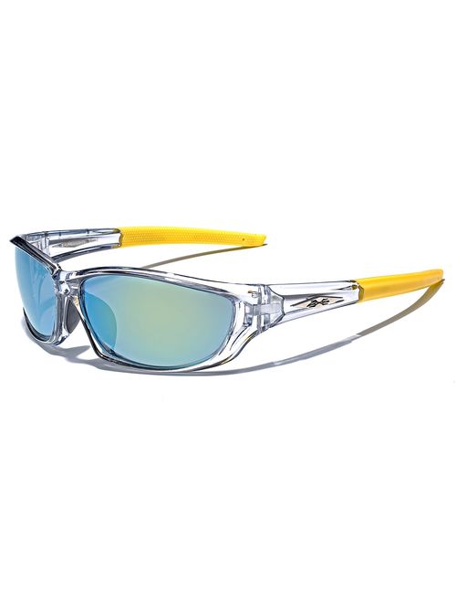 X-Loop Men's Frosted Clear Frame Colorful Wrap Around Baseball Cycling Running Sports Sunglasses