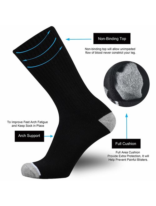 ONKE Cotton Moisture Wicking Work Training Cushion Crew Socks Men Pack