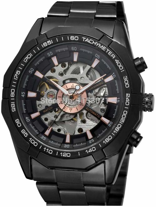 Fanmis Mens Skeleton Watches Luxury Automatic Watch with Stainless Steel Bracelet Wrist Watch