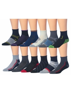 James Fiallo Men's 12 Pairs Athletic Sports Quarter Socks