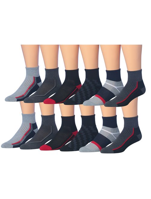 James Fiallo Men's 12 Pairs Athletic Sports Quarter Socks