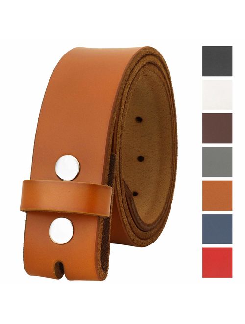 Falari Replacement Genuine Leather Belt Strap Without Buckle Snap on Strap 1.5