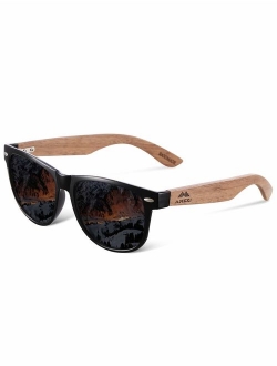 Polarized Sunglasses for Men and Women Driving Wooden legs Gray mirror lens (gray)