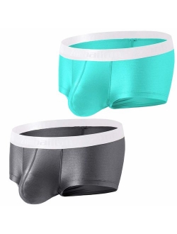 Mens Underwear Sexy Bulge Ball Pouch Ice Slik Short Leg Boxer Briefs Underpants Pack