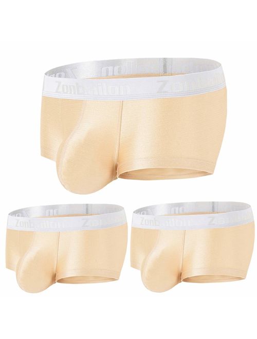 Mens Underwear Sexy Bulge Ball Pouch Ice Slik Short Leg Boxer Briefs Underpants Pack