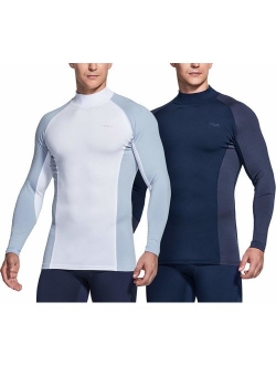 TSLA Men's (Pack of 1,2) Thermal Wintergear Compression Baselayer Mock Long Sleeve Shirt