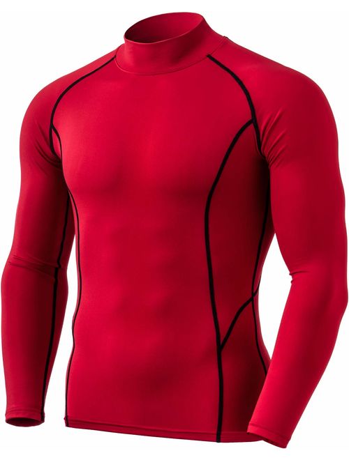 TSLA Men's (Pack of 1,2) Thermal Wintergear Compression Baselayer Mock Long Sleeve Shirt