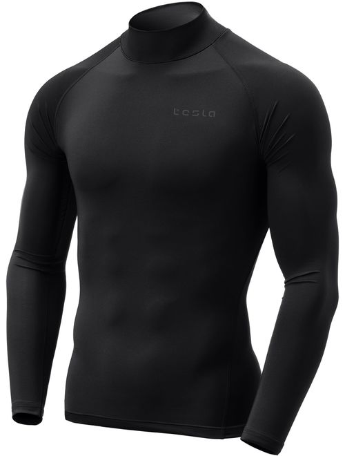 TSLA Men's (Pack of 1,2) Thermal Wintergear Compression Baselayer Mock Long Sleeve Shirt