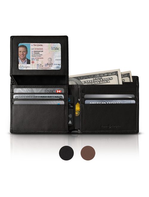 RFID Blocking Leather Wallets For Men, Black or Brown