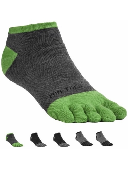 FUN TOES Men's Toe Socks Lightweight Breathable-Value 6 PAIRS Pack- Size 6-12