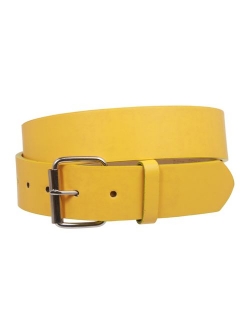 1 1/2" (38mm) Snap On Plain Leather Jean Belt With Roller Buckle