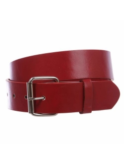 1 1/2" (38mm) Snap On Plain Leather Jean Belt With Roller Buckle