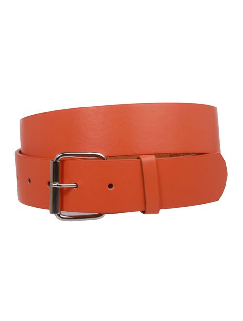 1 1/2" (38mm) Snap On Plain Leather Jean Belt With Roller Buckle