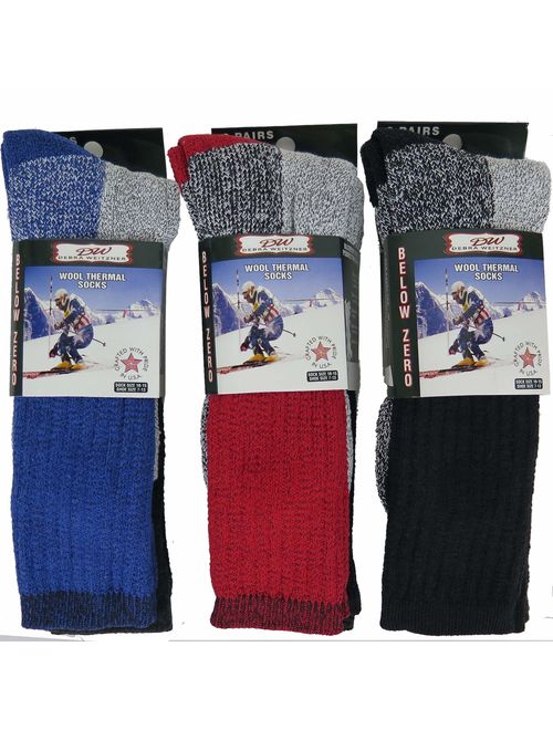 6 Pairs Mens Womens Wool Socks Heavy Extreme Cold Weather Thermal Socks By DEBRA WEITZNER