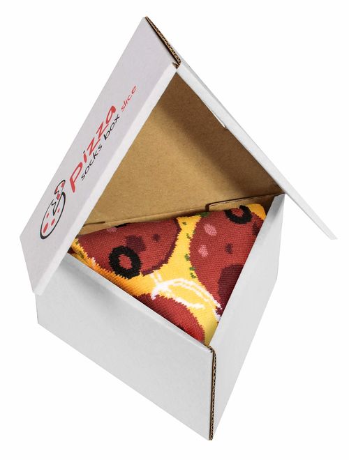 PIZZA SOCKS BOX Pepperoni 1 pair Cotton Socks Made In Europe Unisex Funny Gift!