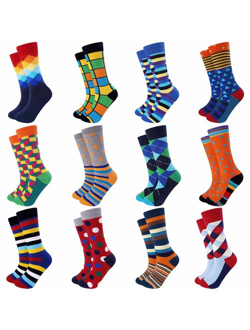 Jeasona Mens Dress Socks Crew Pack Funny Fun Crazy Novelty Cool Funky Cotton