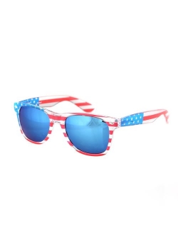 American America USA Flag Sunglasses Patriotic Clear Frame Classic 80s SHADERZ