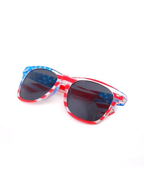 American America USA Flag Sunglasses Patriotic Clear Frame Classic 80s SHADERZ